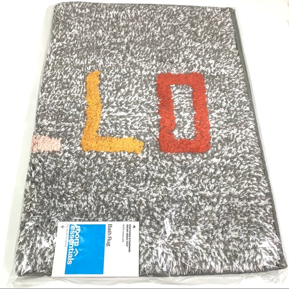 2Pk Room Essentials 24"x17" Gray Tufted Hello Bath Rug NWT - Picture 5 of 8